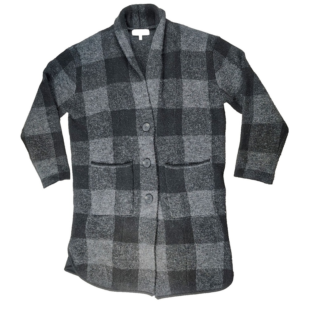 John + Jenn Anthro Sweater Coat Cardi Stretch Knit Windowpane Check  XS/S